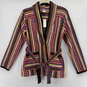 Anthropologie Colorful Striped Wrap Jacket